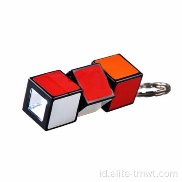 Plastik Mini Magic Cube LED Keychain Senter